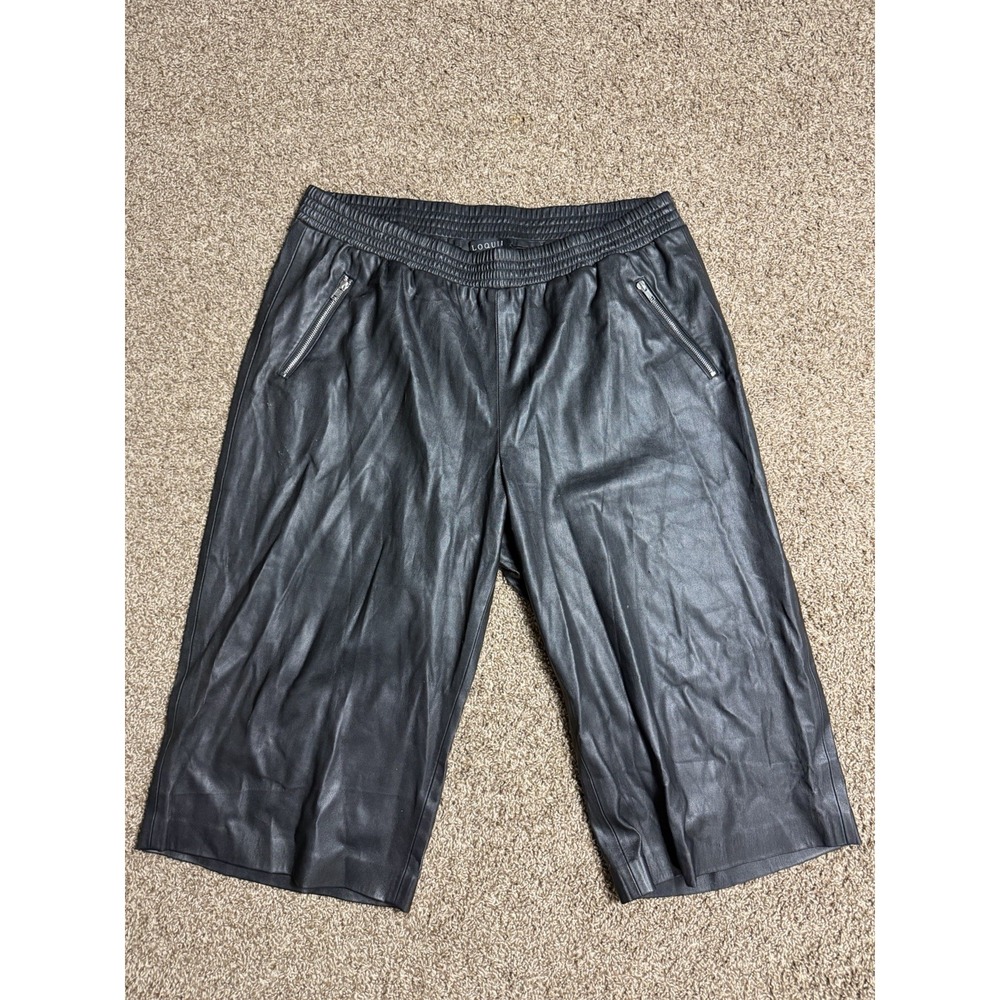 Eloquii studio black pleather microsuede long shorts, zippers, women's 16